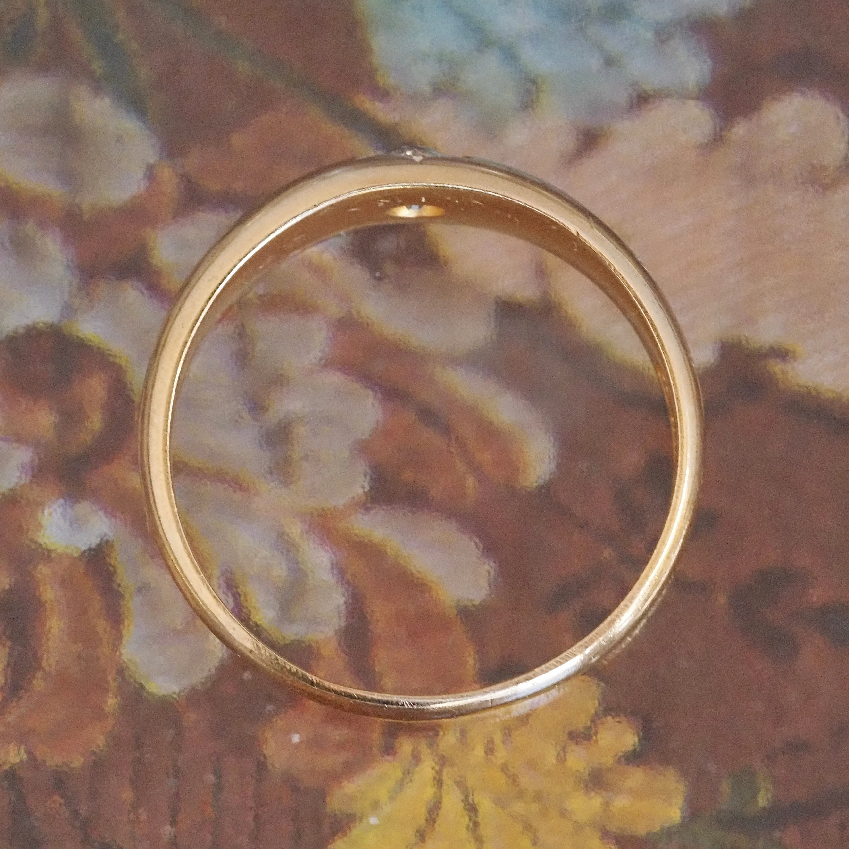 Antique English c. 1911-1912 Starburst Set Old Mine Cut Diamond 18k Gold Ring