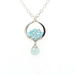 AVF Silver Petite Moroccan Style Beaded Apatite & Green Drop Necklace (SI3729)