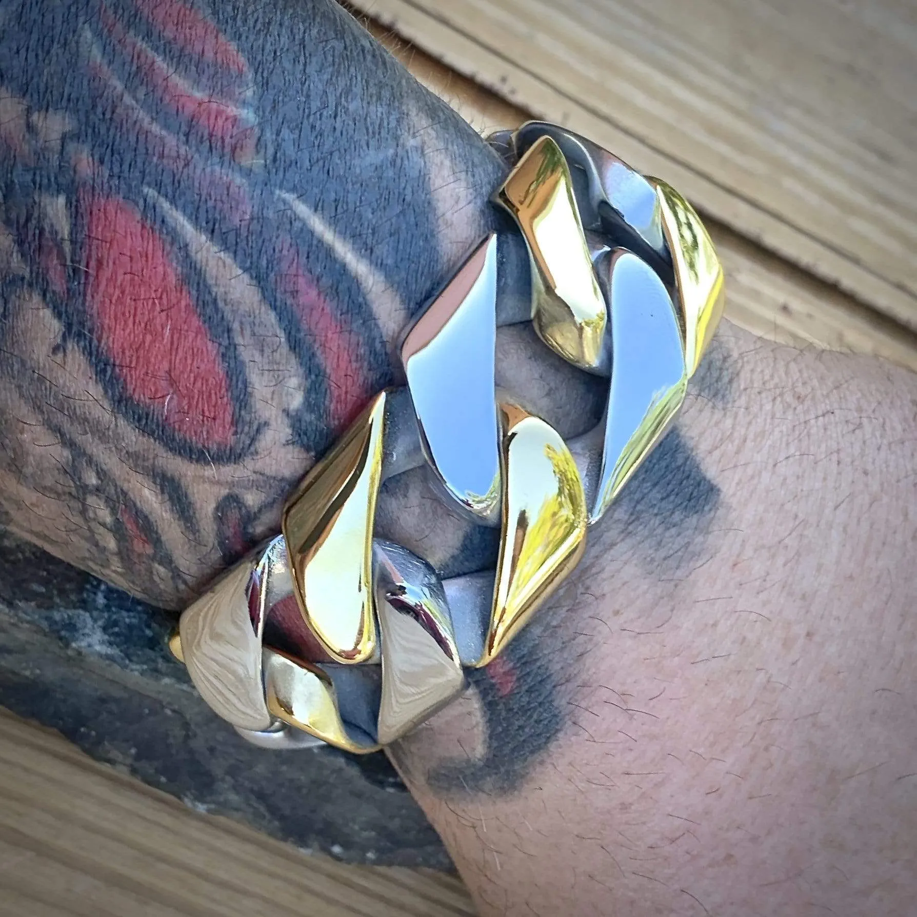 Bagger Bracelet - Gold & Silver - 1.25" Wide - The Classic - B26
