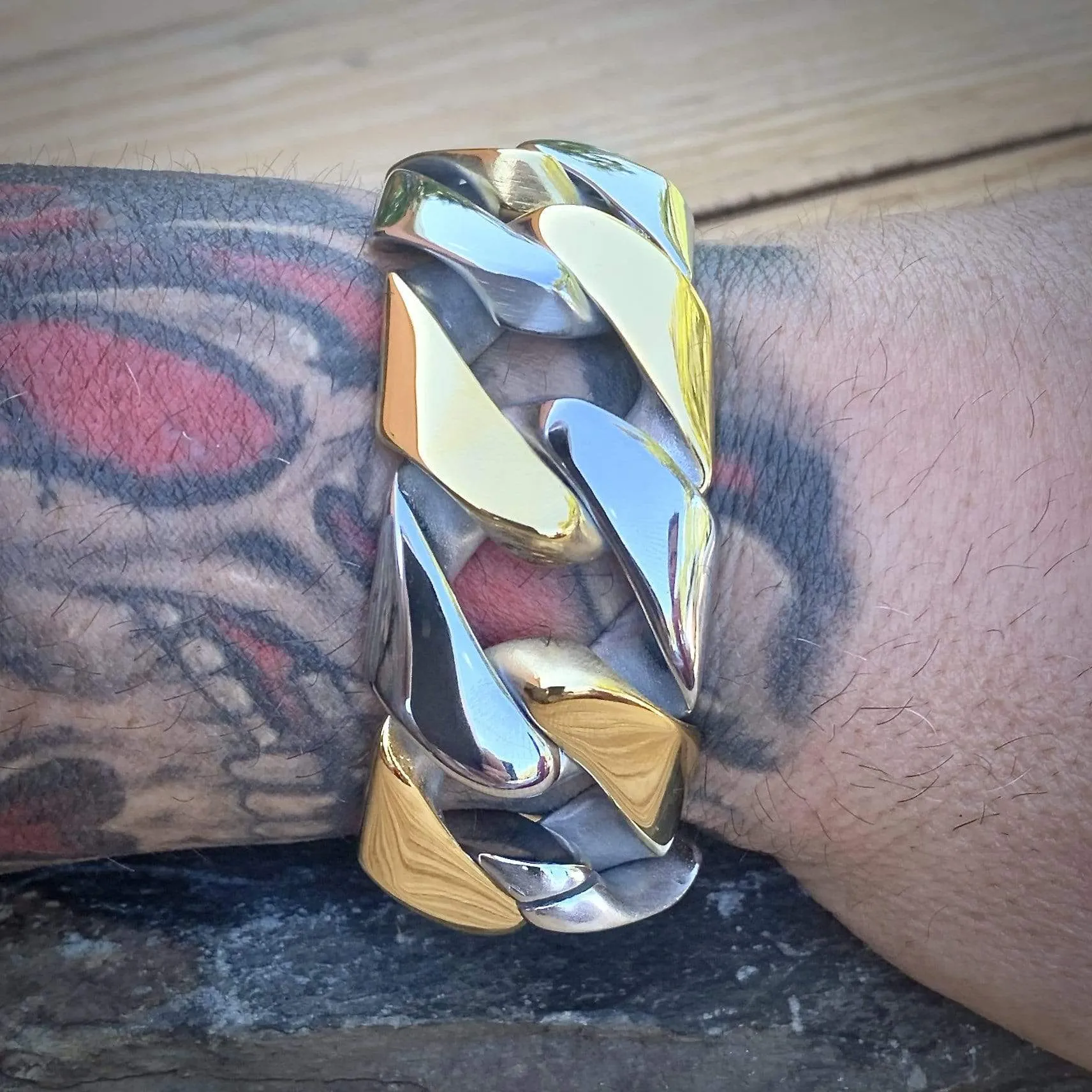 Bagger Bracelet - Gold & Silver - 1.25" Wide - The Classic - B26