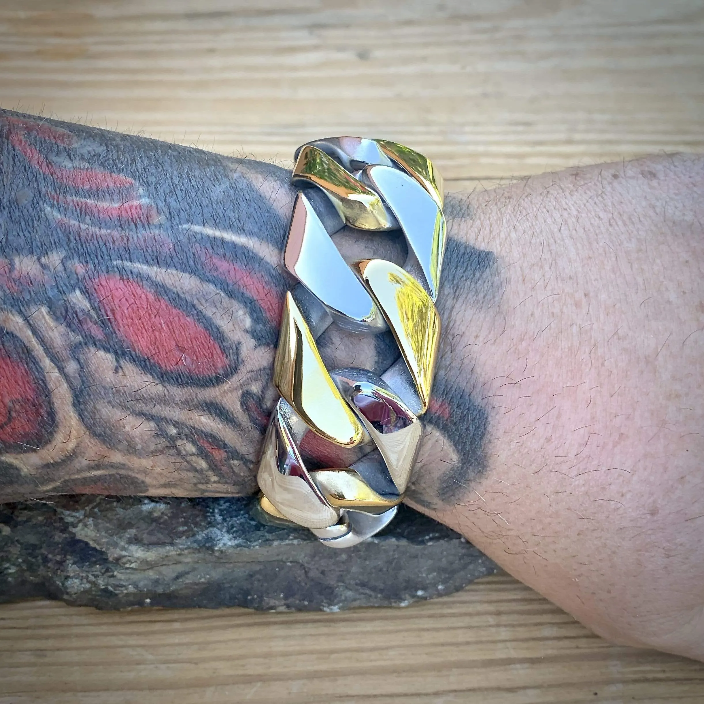 Bagger Bracelet - Gold & Silver - 1.25" Wide - The Classic - B26