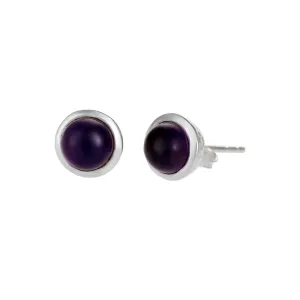 Banyan Round Purple Ameythyst Stud Earrings