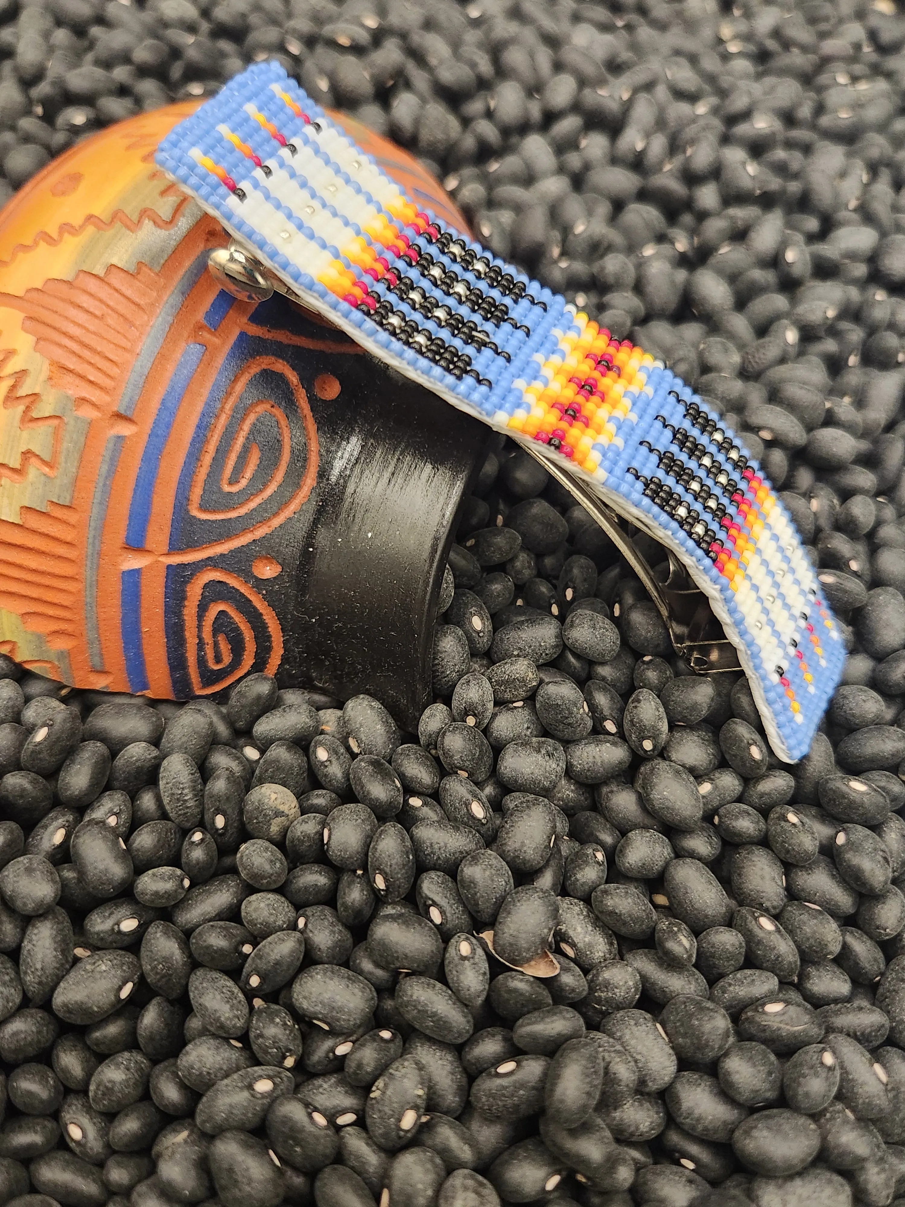 BEADED BARRETTE- LT BLUE - VALERIE BLACKIE