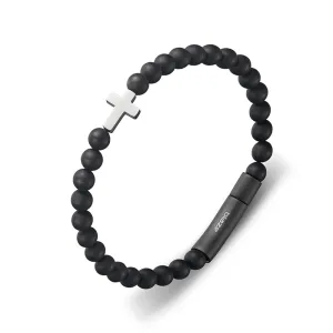 BEADED ONYX CROSS BRACELET