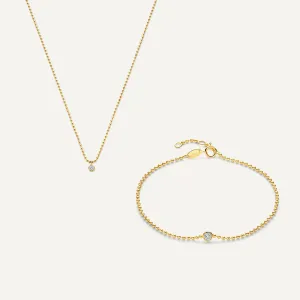 Bezel Set Cubic Zirconia Beaded Set
