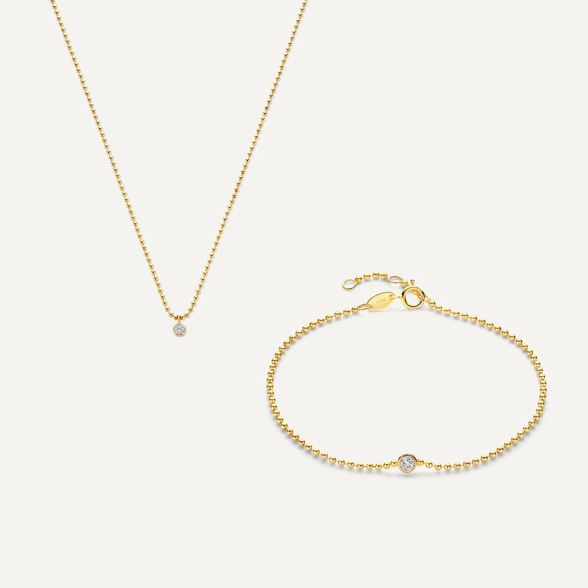 Bezel Set Cubic Zirconia Beaded Set