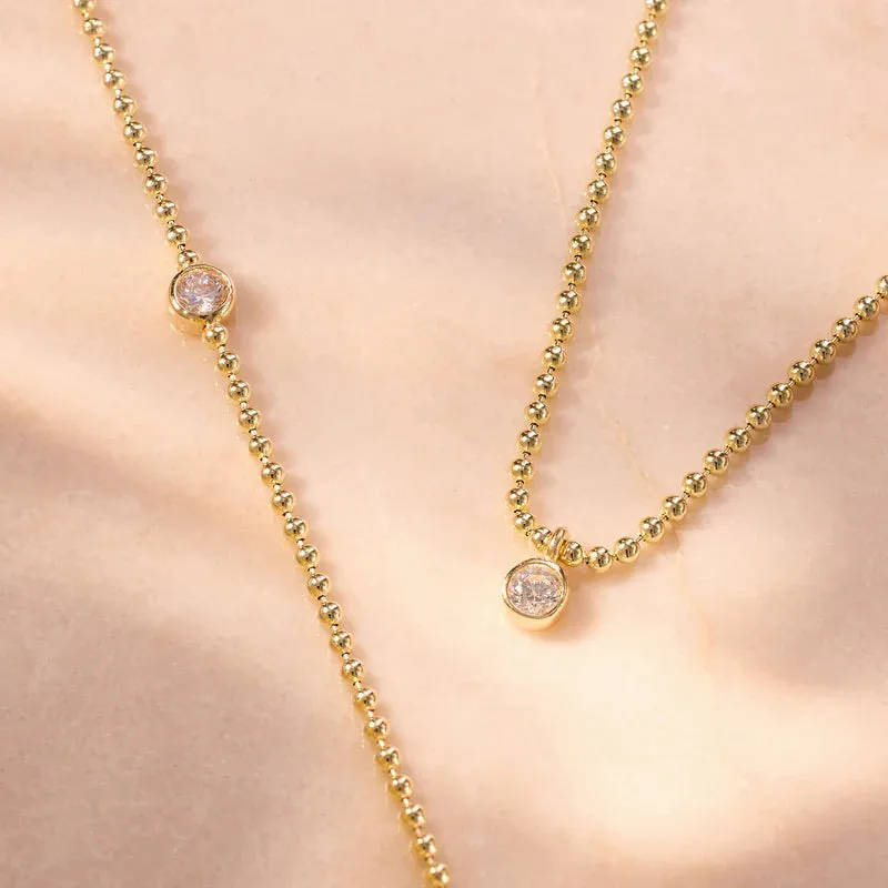 Bezel Set Cubic Zirconia Beaded Set
