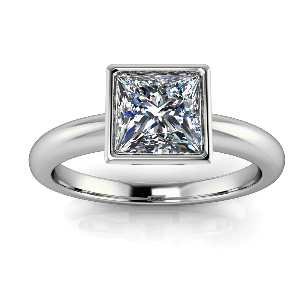 Bezel Set Princess Cut Engagement Ring - Amata