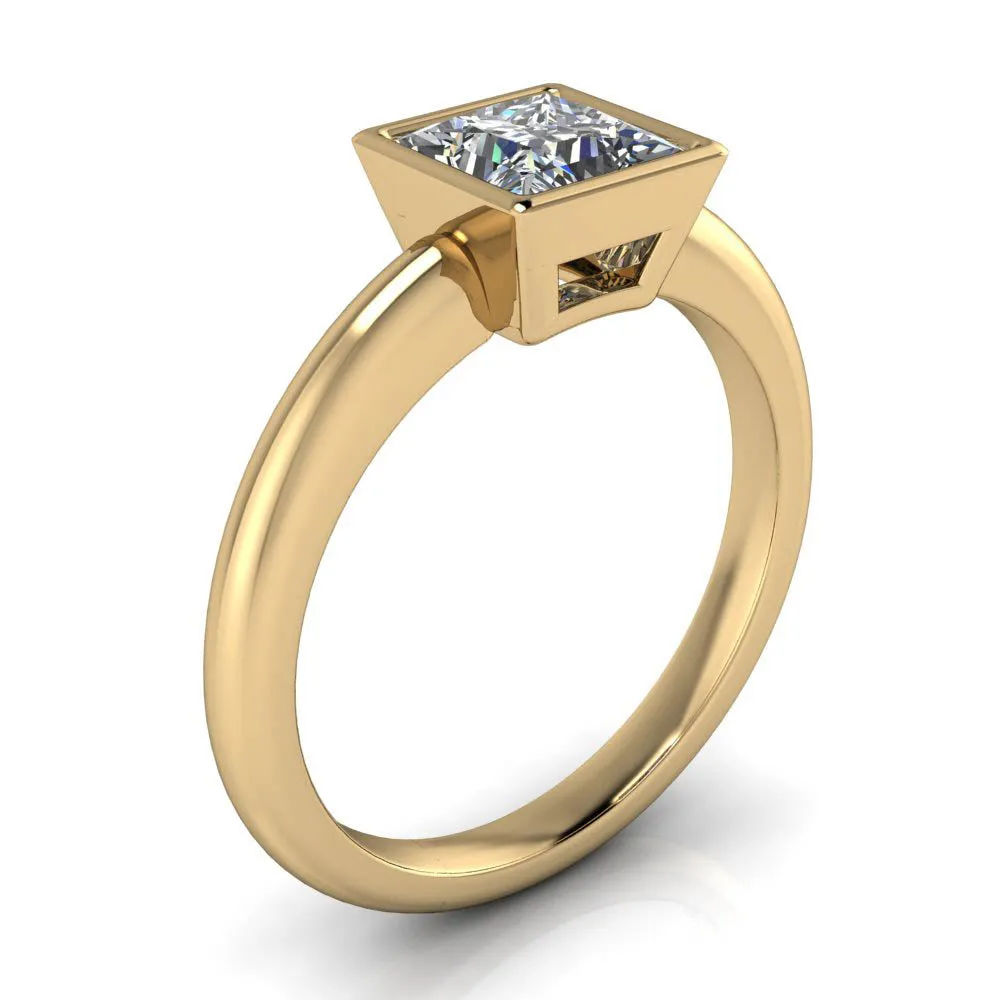 Bezel Set Princess Cut Engagement Ring - Amata