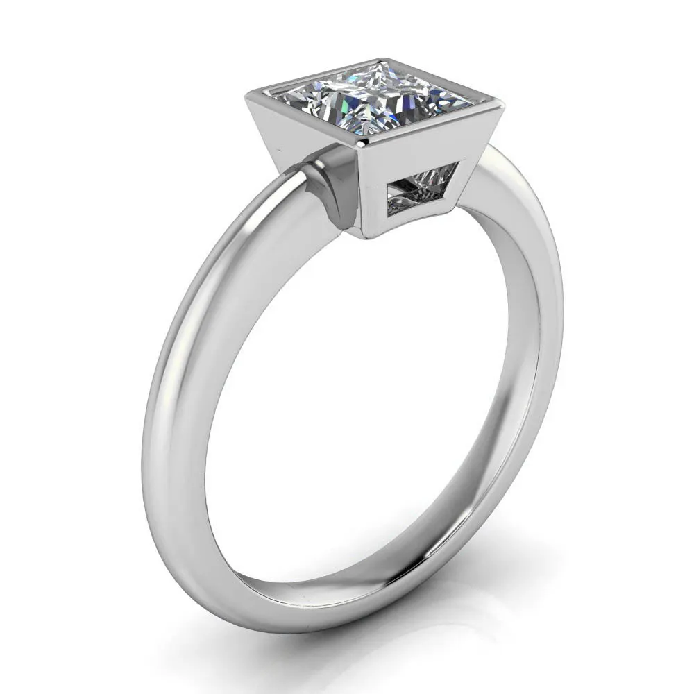 Bezel Set Princess Cut Engagement Ring - Amata
