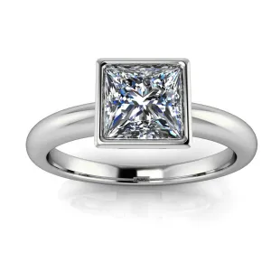 Bezel Set Princess Cut Engagement Ring - Amata