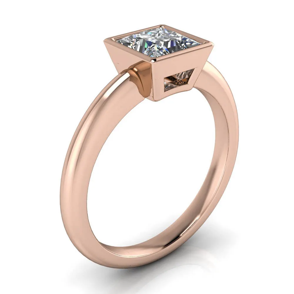 Bezel Set Princess Cut Engagement Ring - Amata