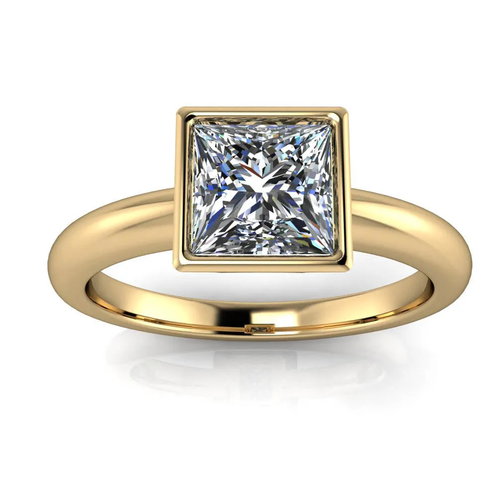 Bezel Set Princess Cut Engagement Ring - Amata