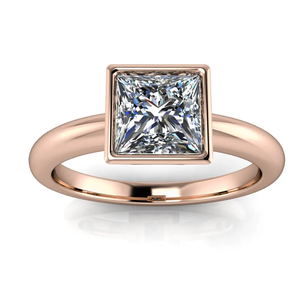 Bezel Set Princess Cut Engagement Ring - Amata