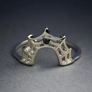 Black Diamond Spider Web Ring