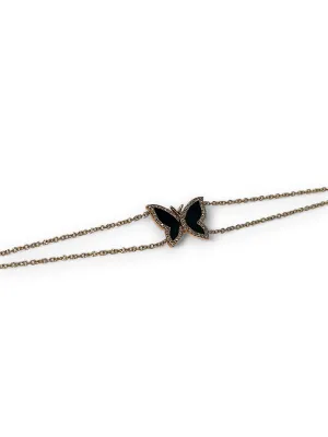 black rose gold butterfly bracelet
