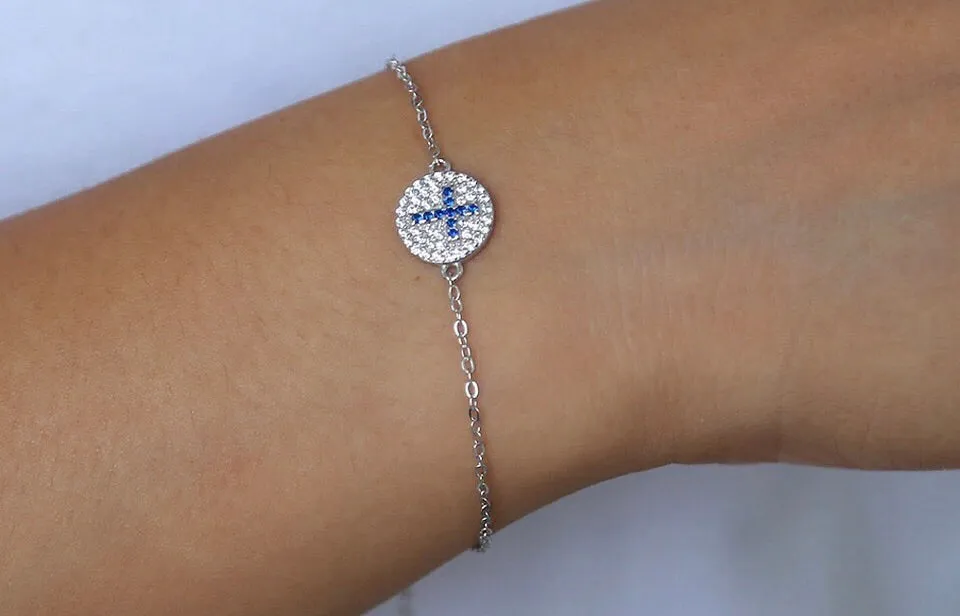 BLUE CROSS SILVER BRACELET