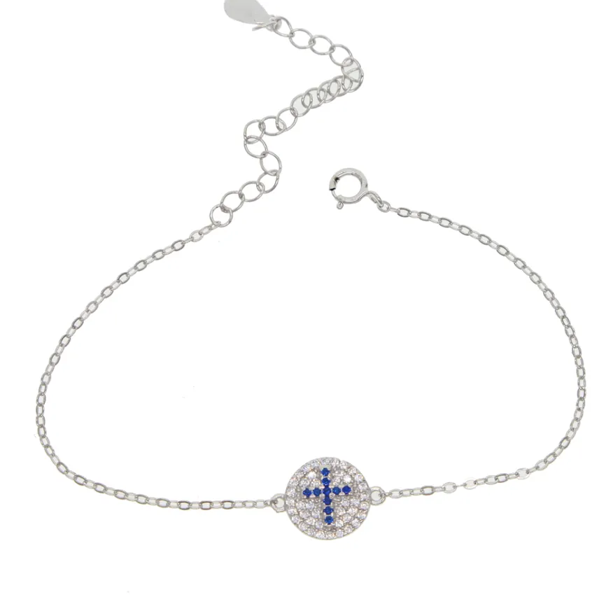 BLUE CROSS SILVER BRACELET
