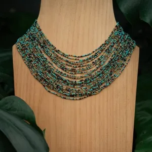 Blue Pebbles Beaded Necklace - Hand Made Jewelry