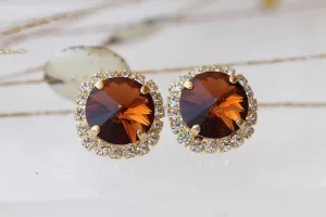 BROWN STUD EARRINGS