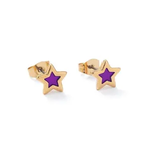 Carrie Elspeth Purple Golden Star Earring Studs