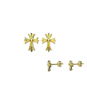 Charm Ear Studs with Chrome Heart Design