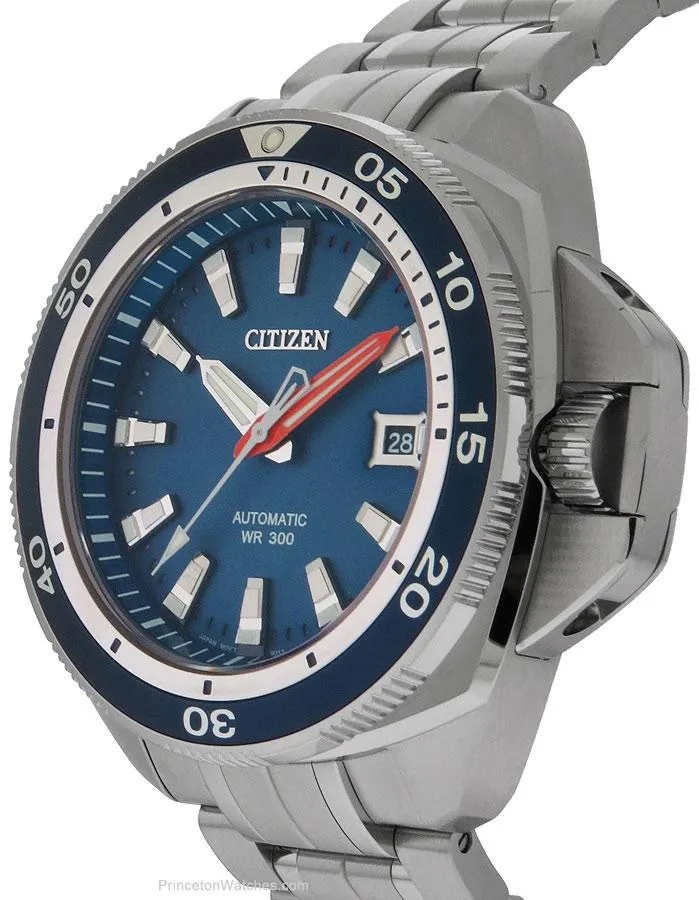 Citizen Signature Grand Touring Mens Automatic Watch - Stainless Steel Case with Blue Dial and Bezel