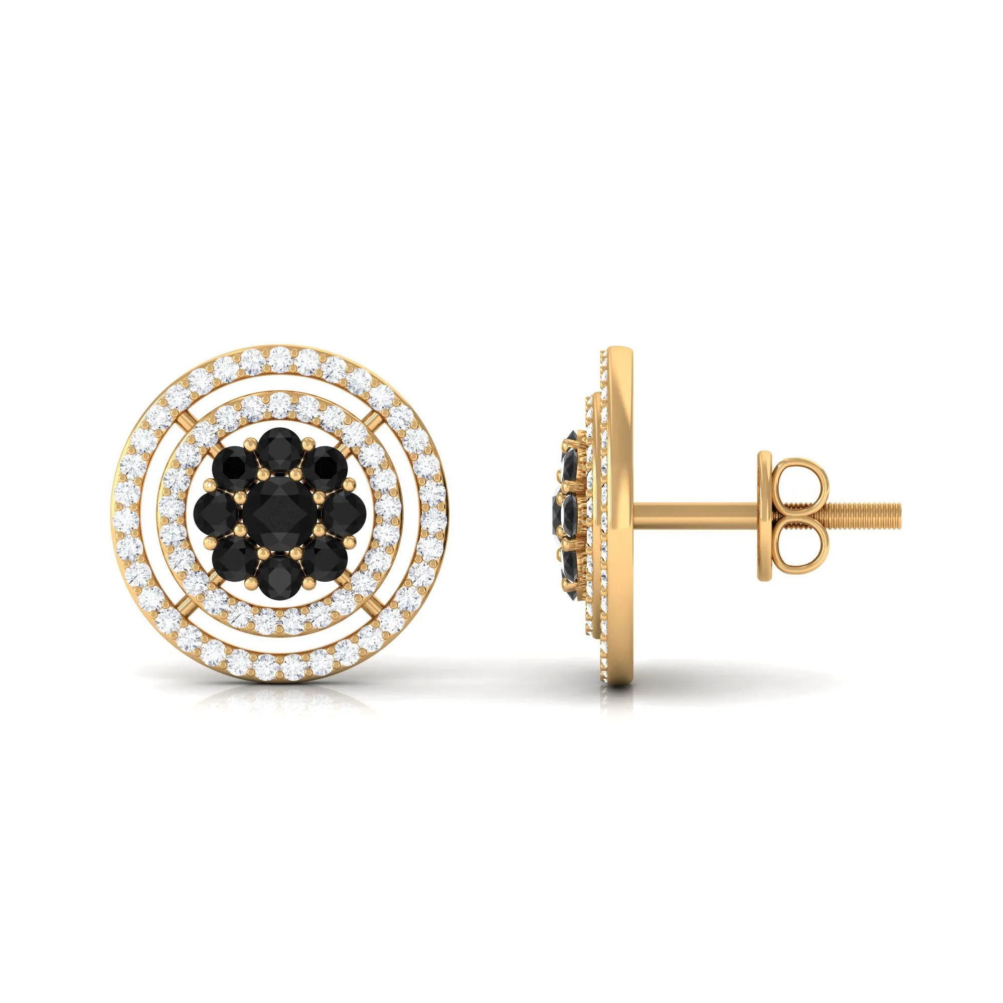 Classic Black Diamond and Diamond Stud Earrings