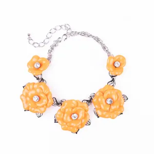Coral Flower Rhodium Chain Necklace