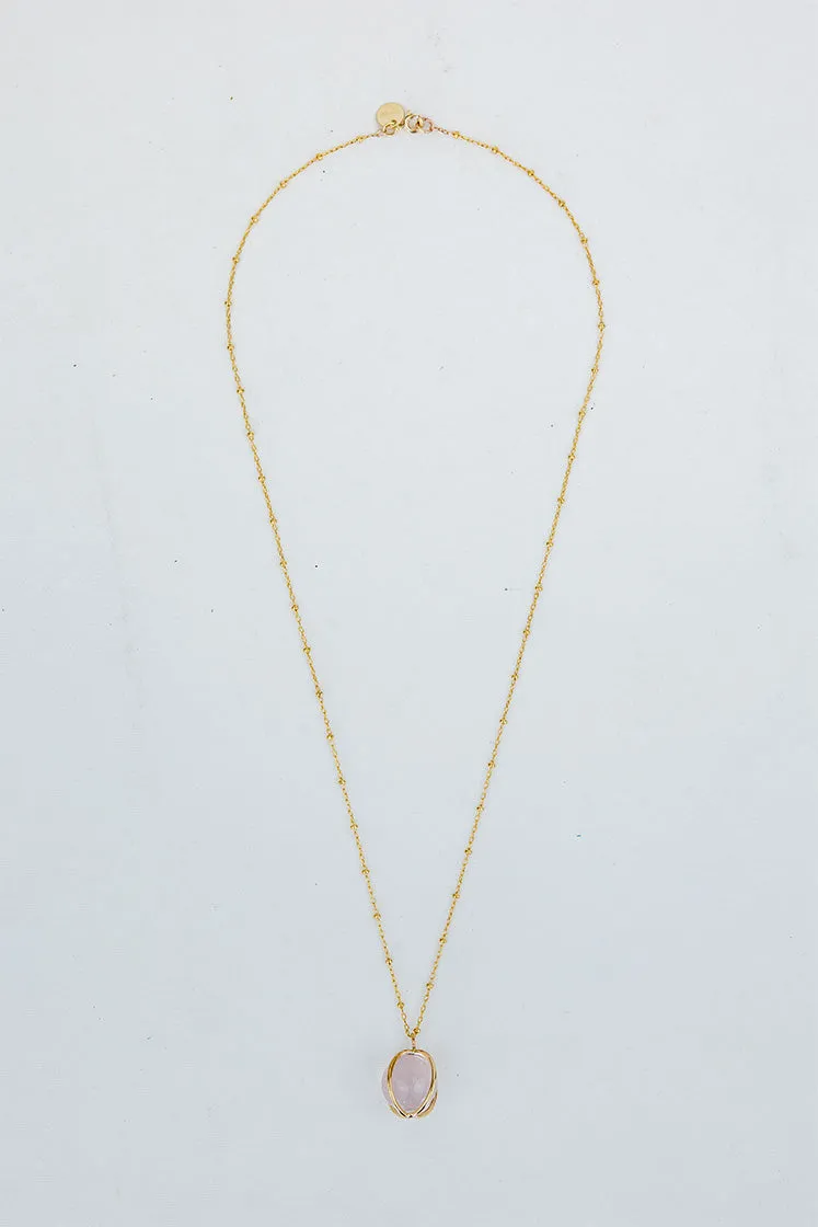 Crystal Sphere Necklace - Rose Quartz