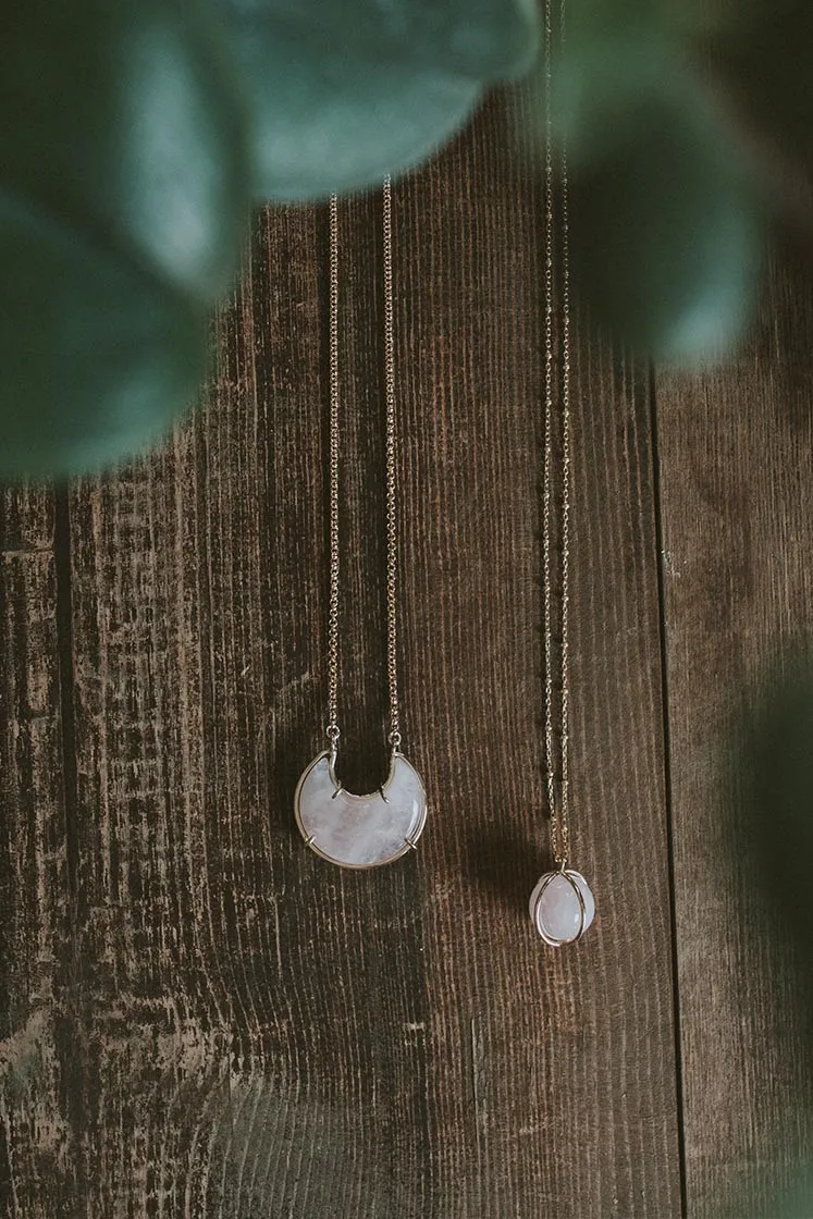Crystal Sphere Necklace - Rose Quartz