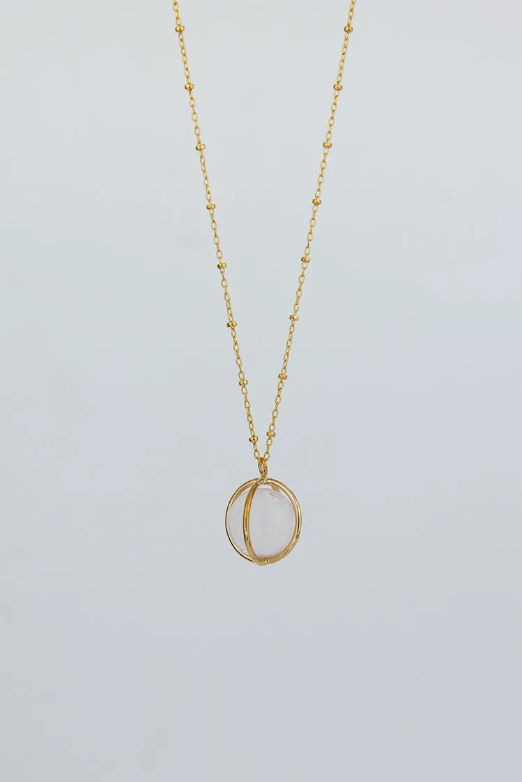 Crystal Sphere Necklace - Rose Quartz