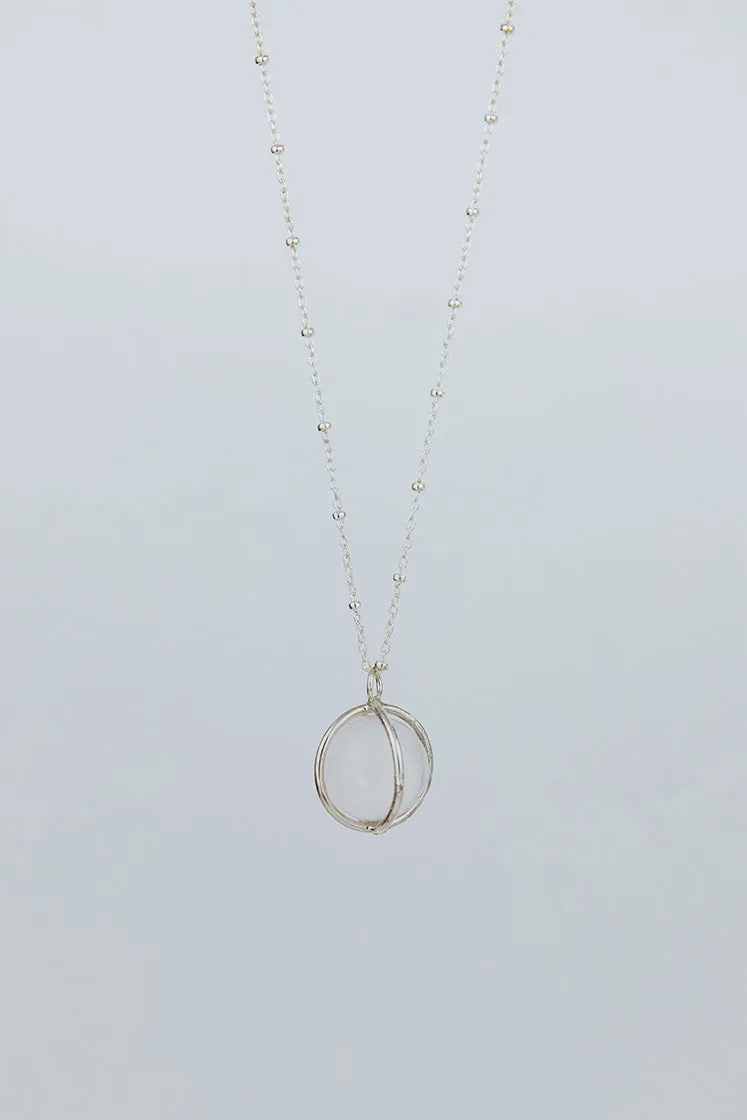 Crystal Sphere Necklace - Rose Quartz