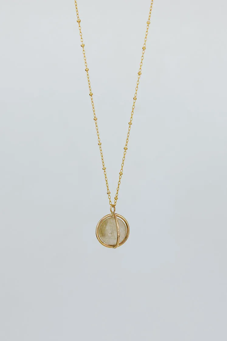 Crystal Sphere Necklace - Rutilated Quartz