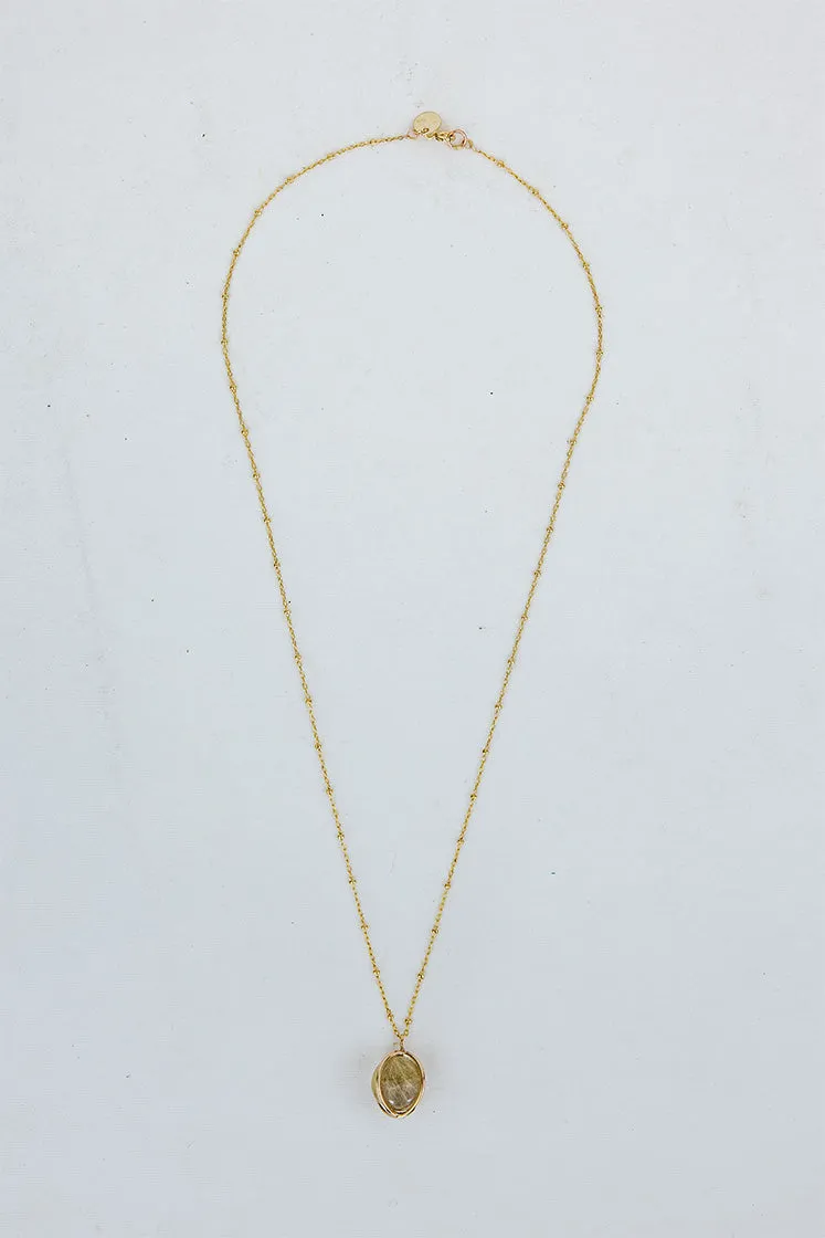 Crystal Sphere Necklace - Rutilated Quartz
