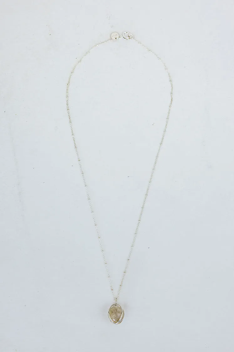 Crystal Sphere Necklace - Rutilated Quartz