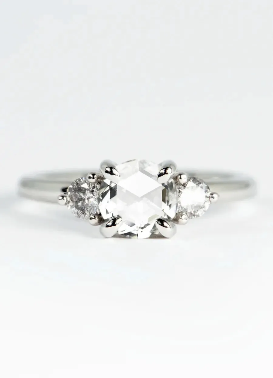 Custom White Diamond Trilogy Engagement Rings