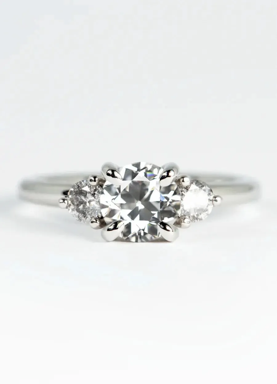 Custom White Diamond Trilogy Engagement Rings