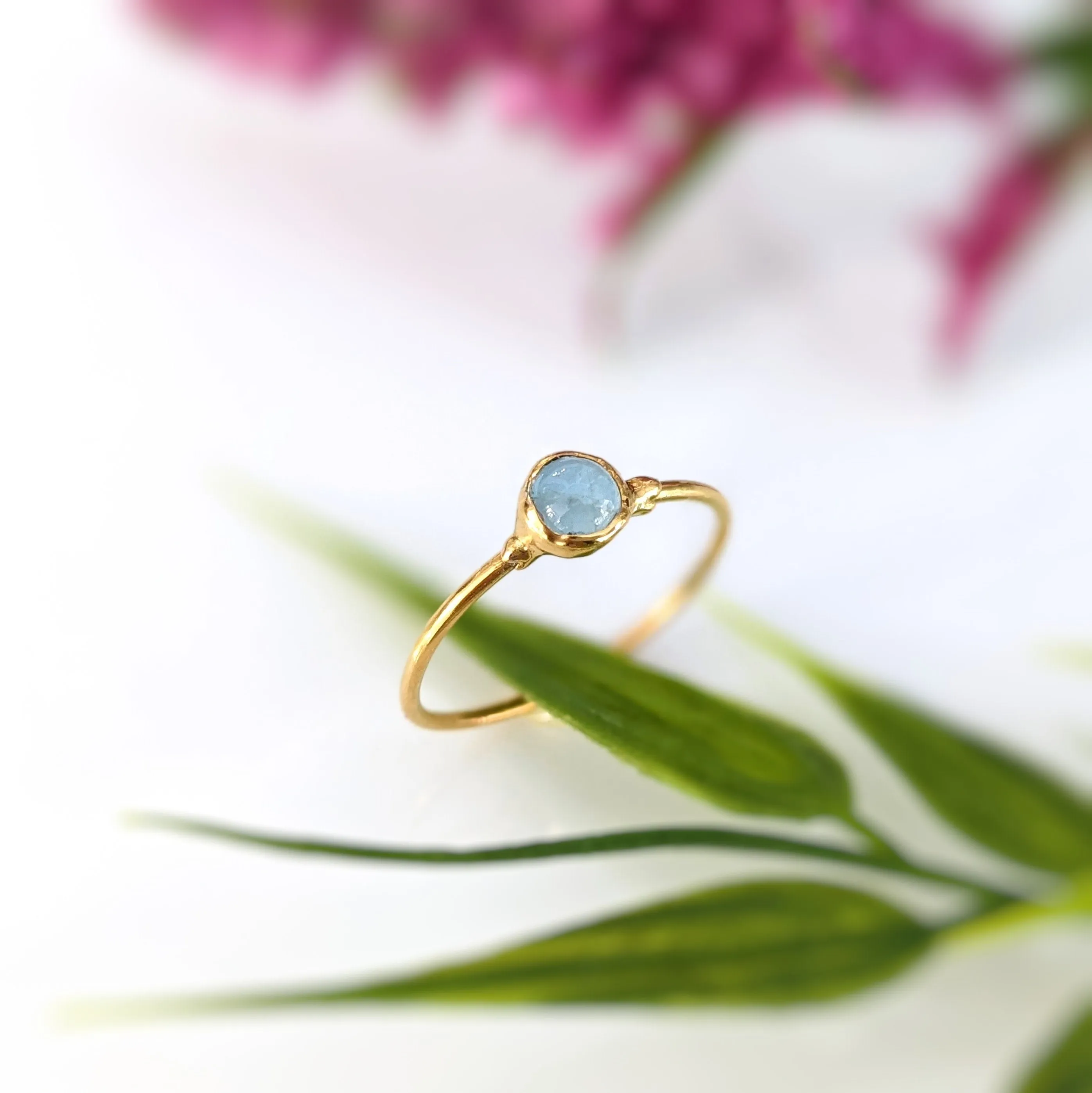 Dainty Aquamarine stacking ring
