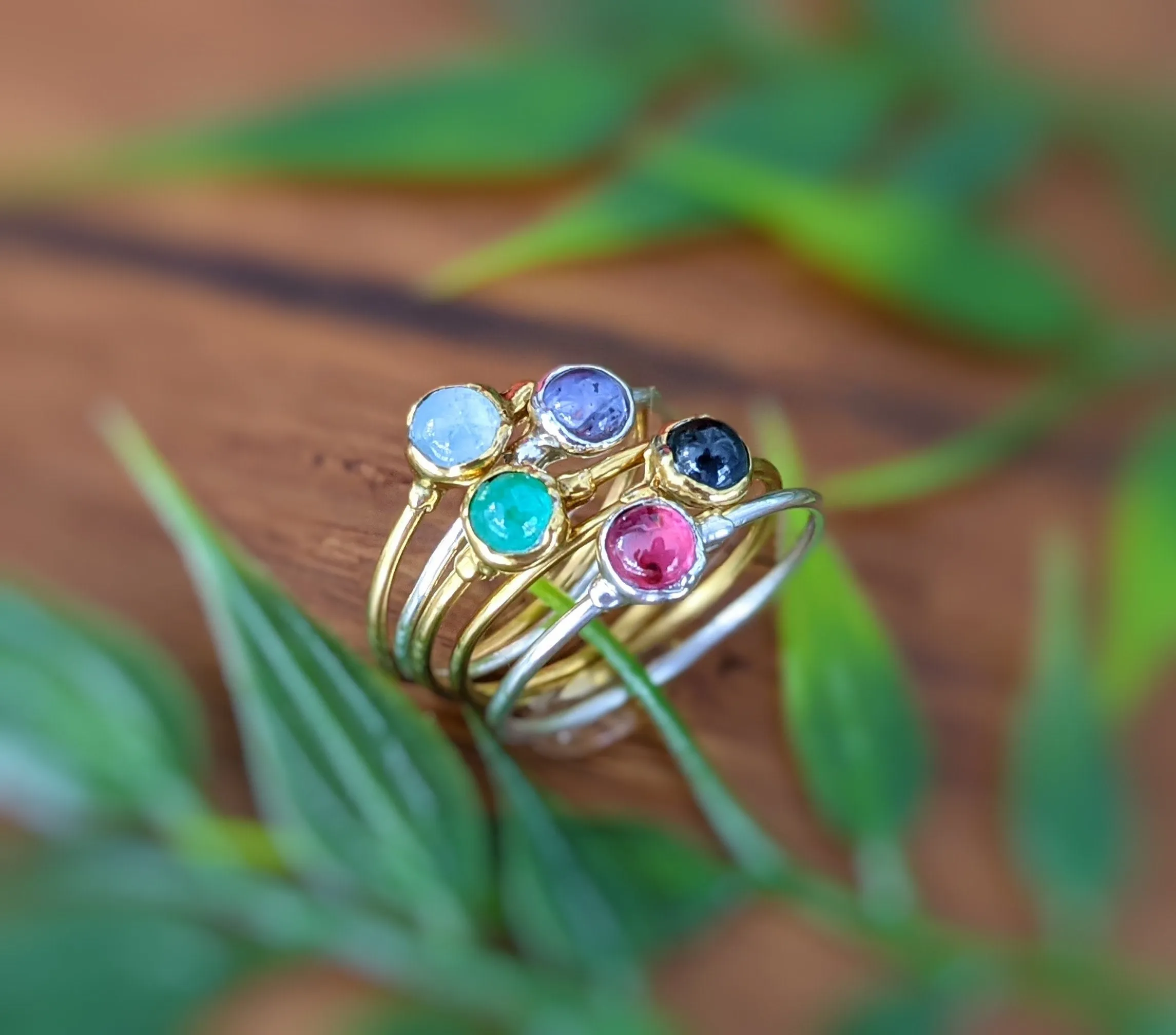 Dainty Aquamarine stacking ring