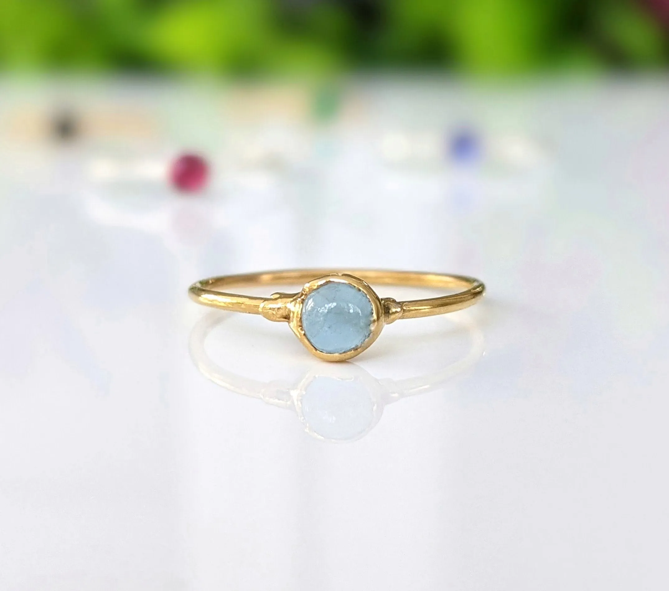 Dainty Aquamarine stacking ring