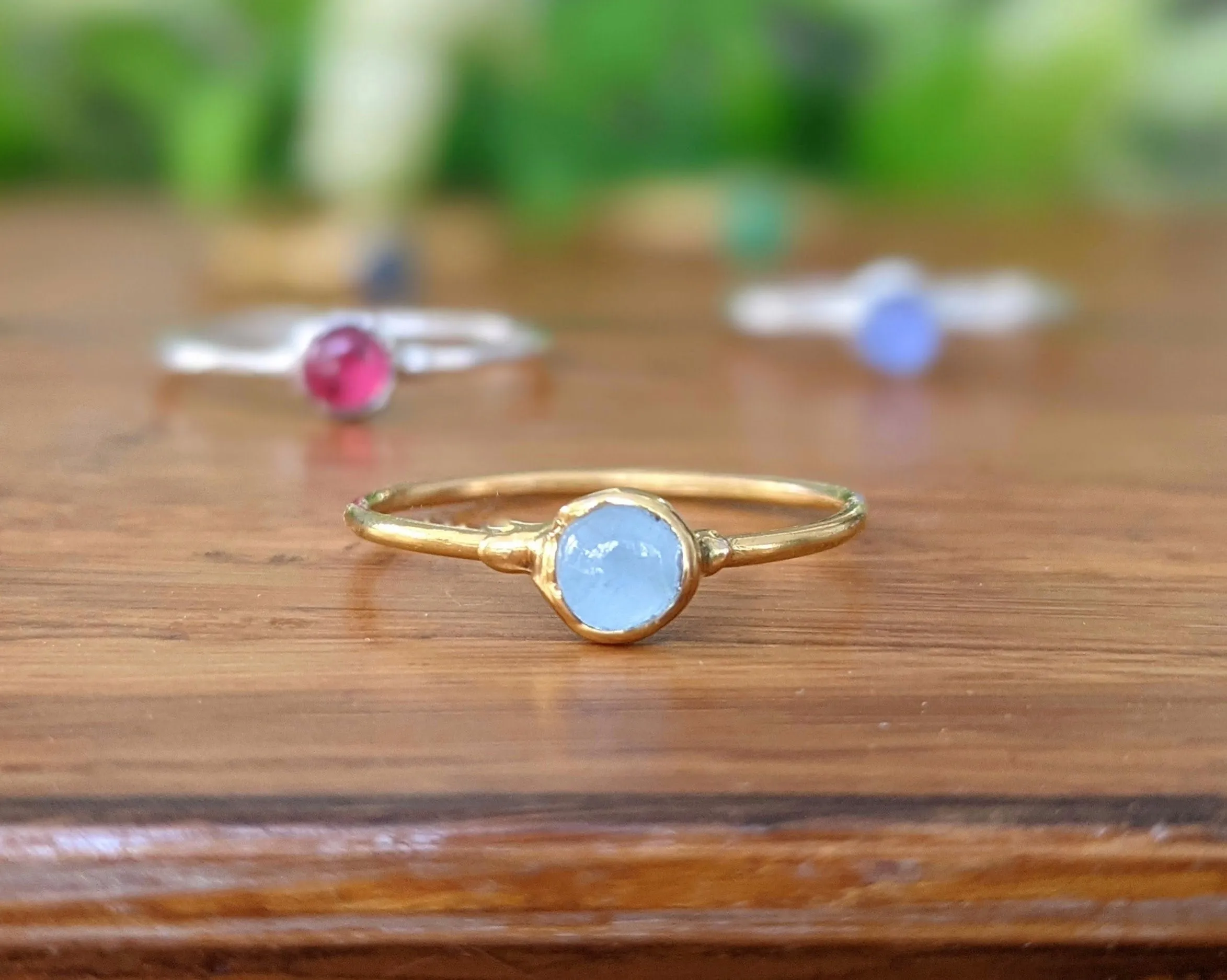 Dainty Aquamarine stacking ring