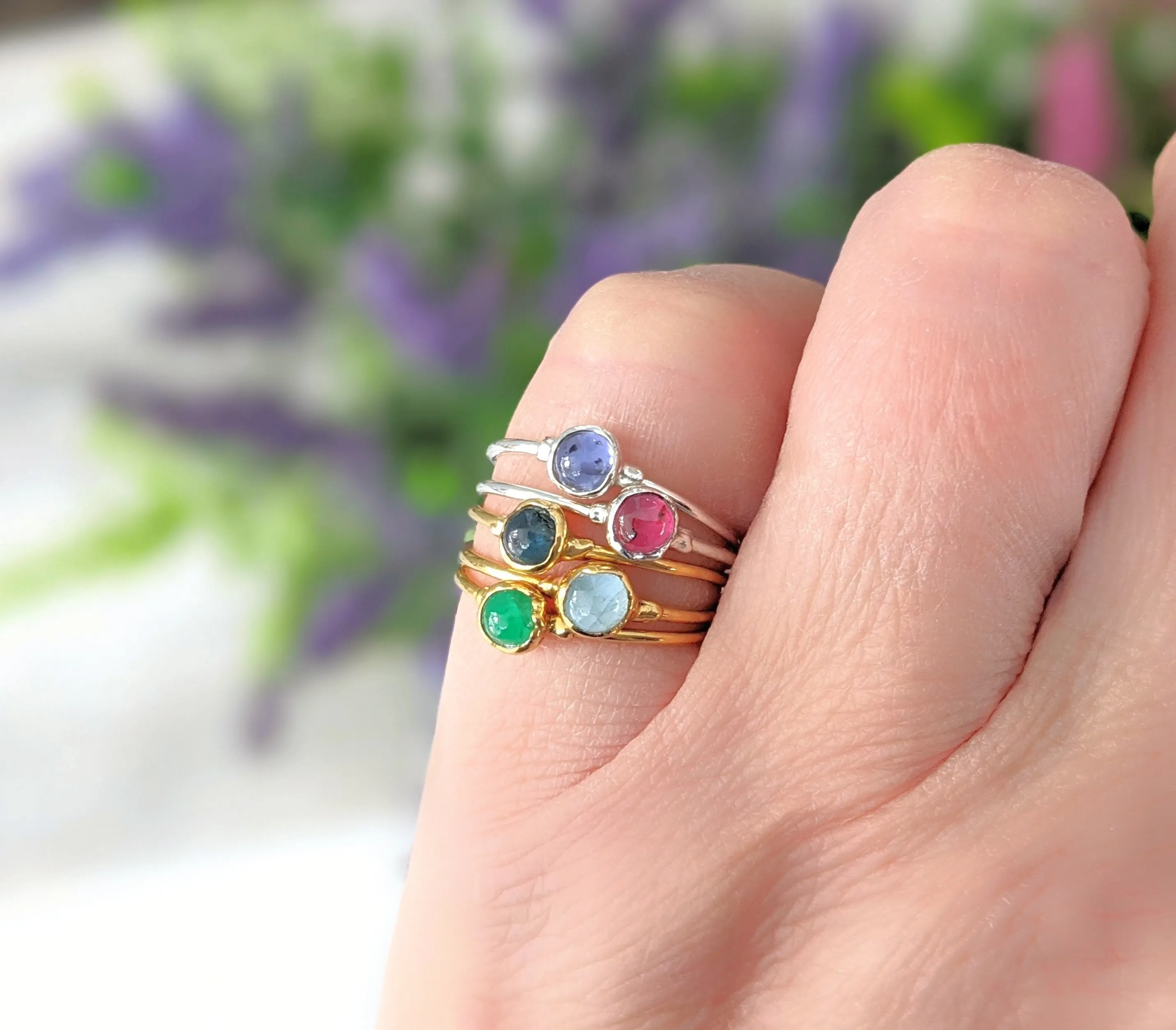Dainty Aquamarine stacking ring