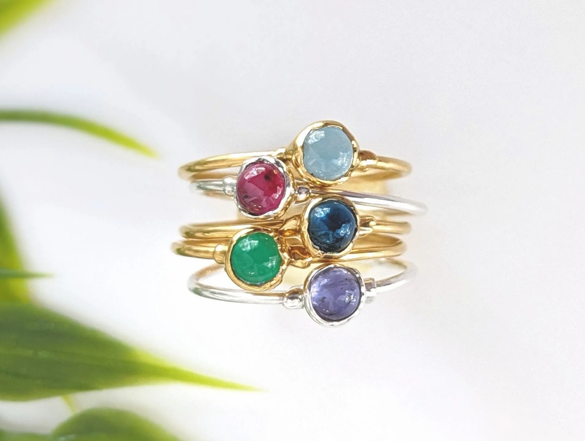Dainty Aquamarine stacking ring