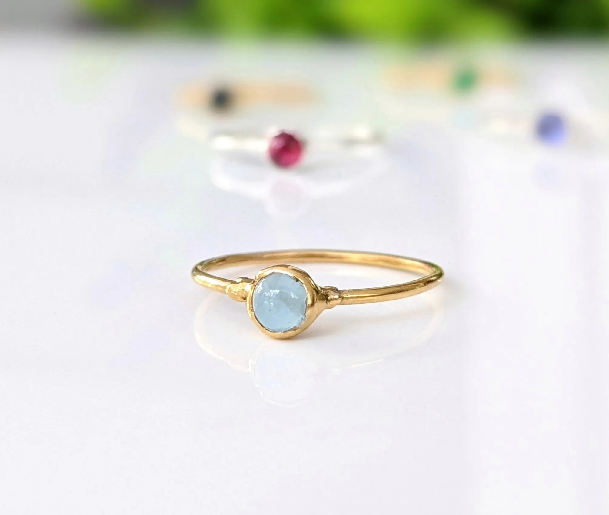 Dainty Aquamarine stacking ring