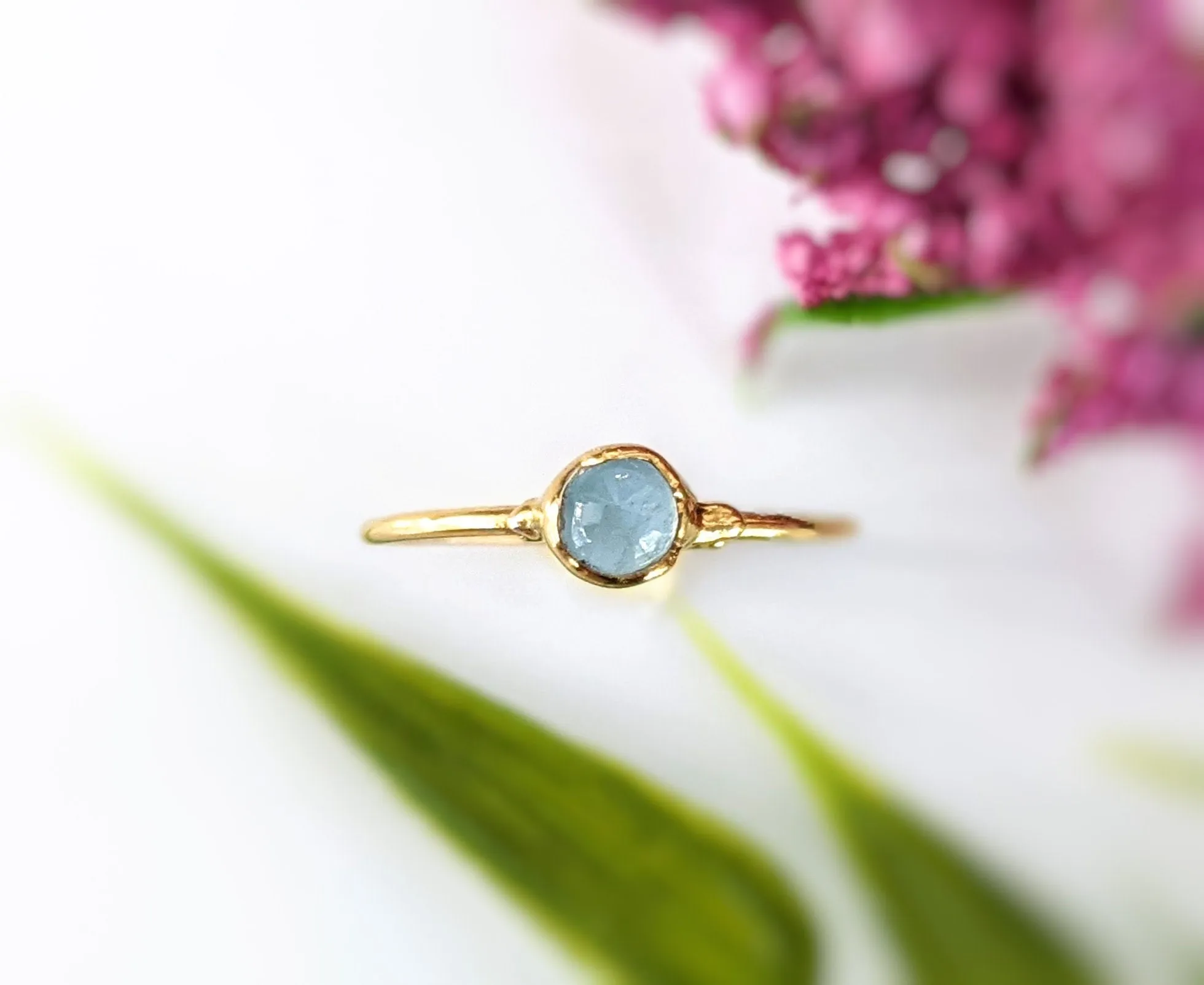 Dainty Aquamarine stacking ring