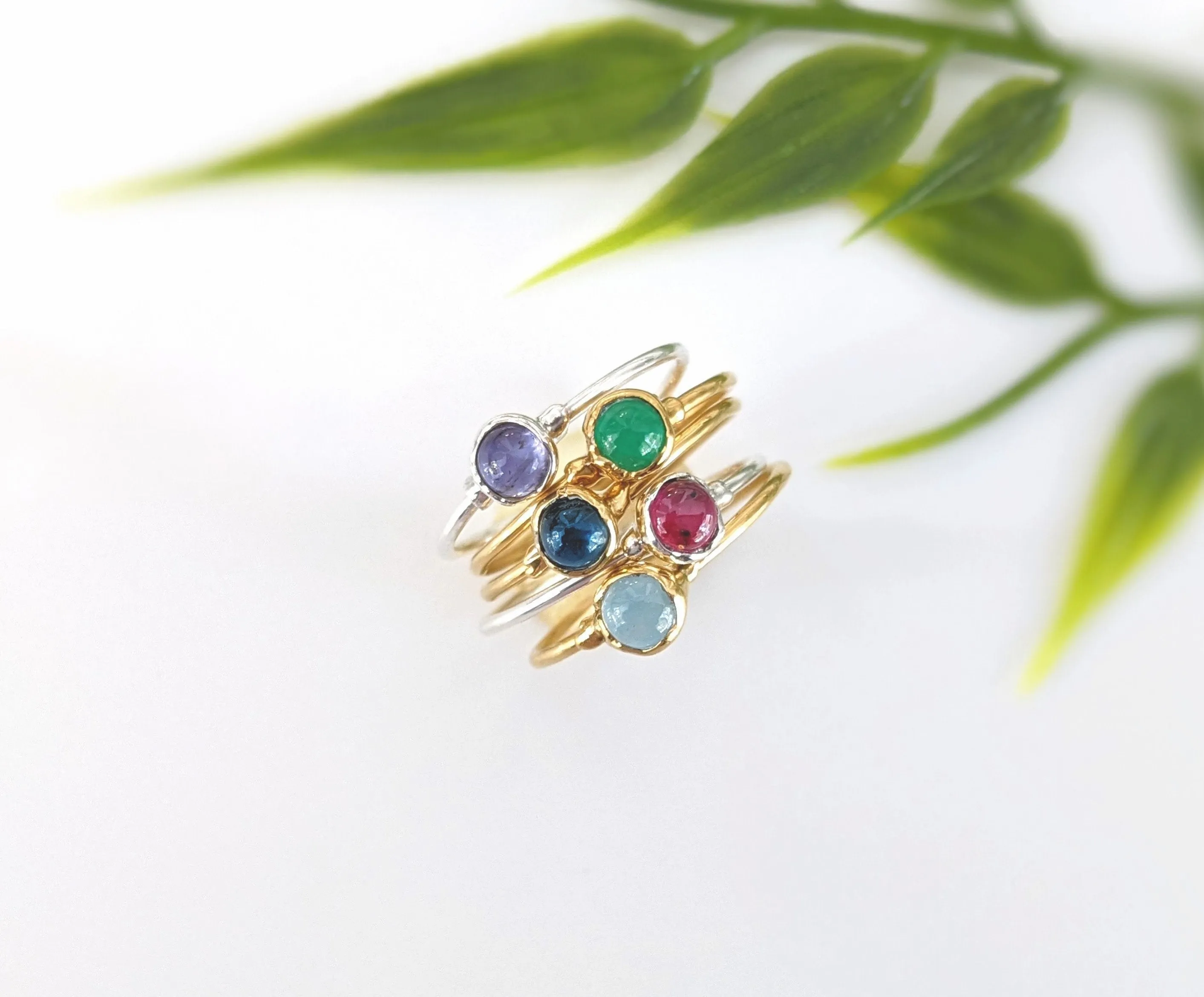 Dainty Aquamarine stacking ring