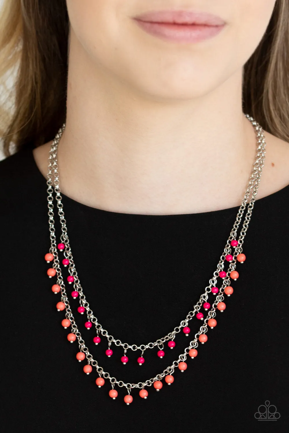 Dainty Distraction - Orange Necklace - Paparazzi Accessories