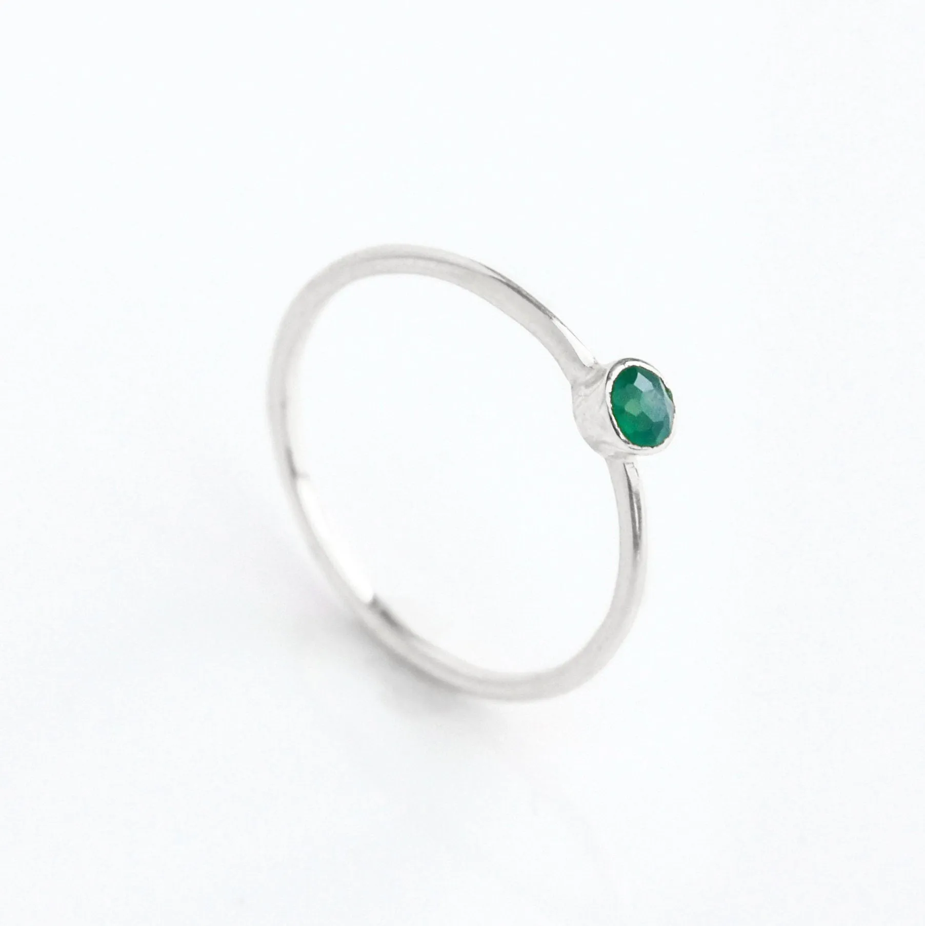 Dainty Stacking Green Onyx Ring: May Birthstone