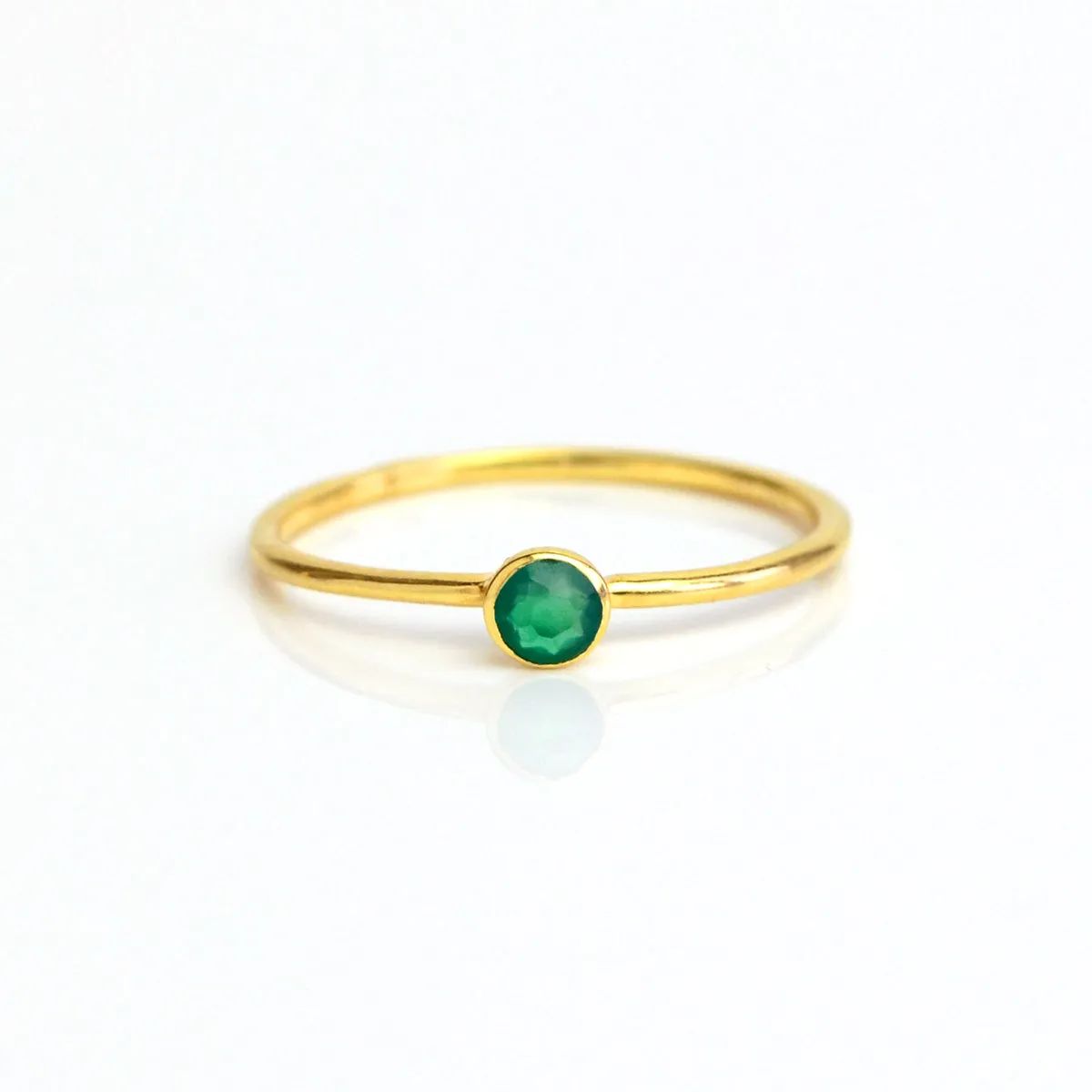 Dainty Stacking Green Onyx Ring: May Birthstone